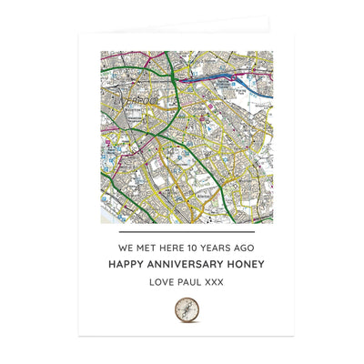 Personalised Memento Greetings Cards Personalised Present Day Map Compass Card