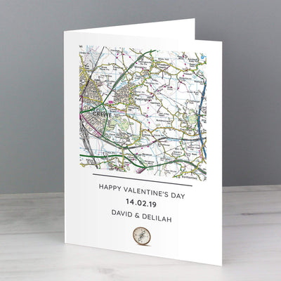 Personalised Memento Greetings Cards Personalised Present Day Map Compass Card