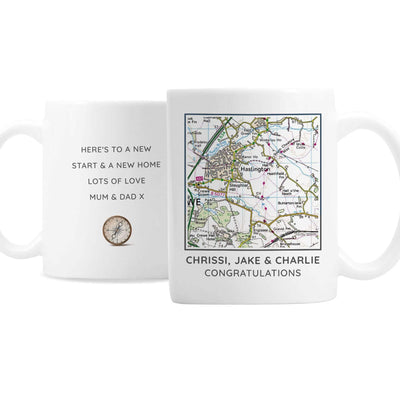 Personalised Memento Mugs Personalised Present Day Map Compass Mug