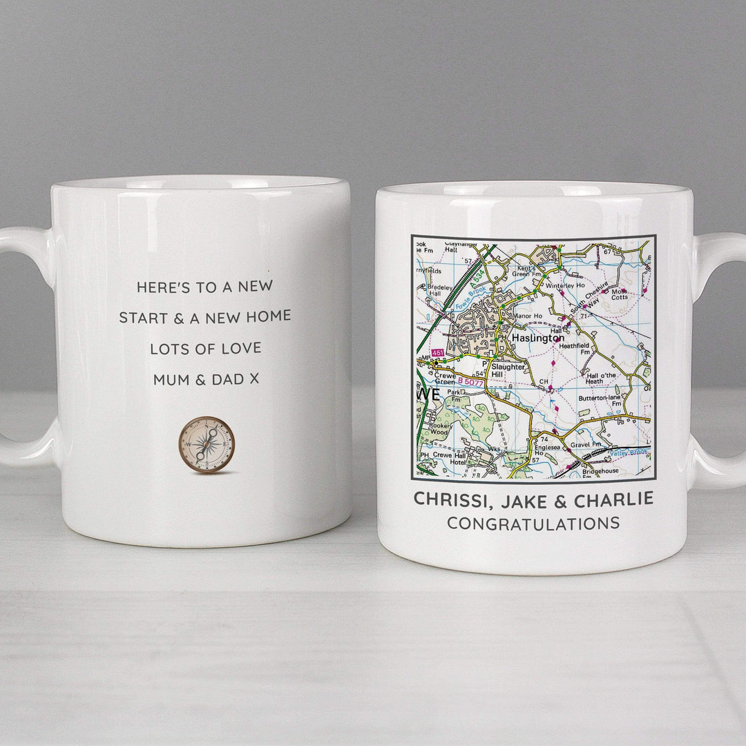 Personalised Memento Mugs Personalised Present Day Map Compass Mug