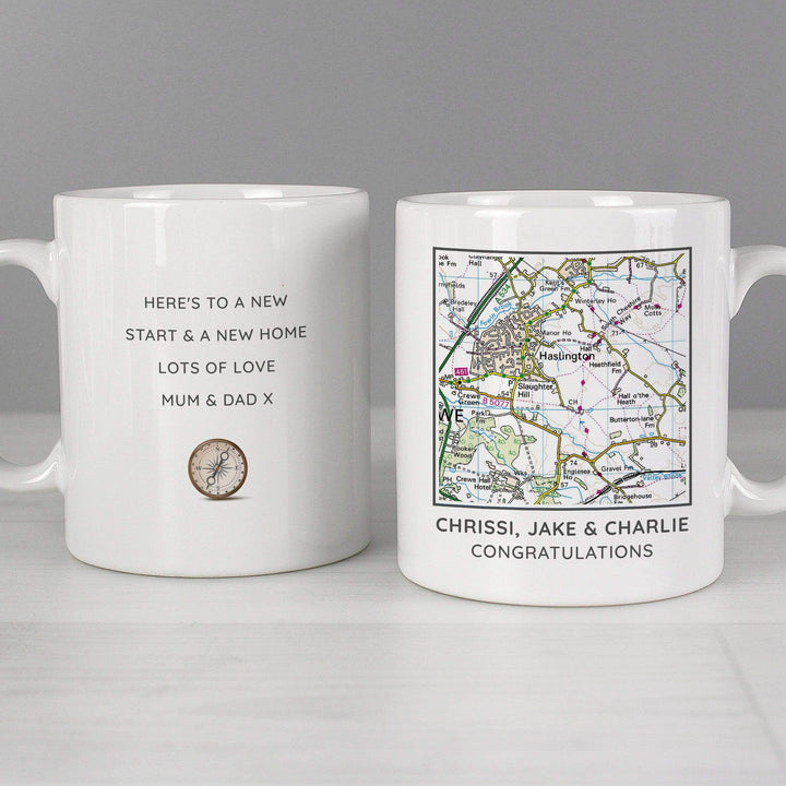 Personalised Memento Mugs Personalised Present Day Map Compass Mug