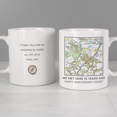 Personalised Memento Mugs Personalised Present Day Map Compass Mug
