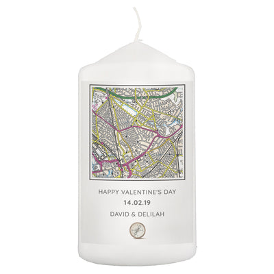 Personalised Memento Candles & Reed Diffusers Personalised Present Day Map Compass Pillar Candle