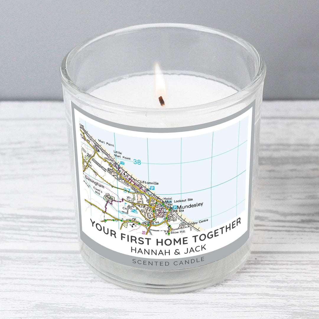 Personalised Memento Candles &amp; Reed Diffusers Personalised Present Day Map Compass Scented Jar Candle