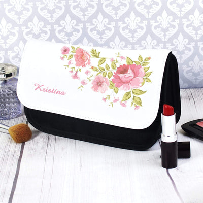 Personalised Memento Textiles Personalised Pretty Rose Make Up Bag