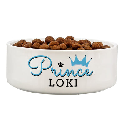 Personalised Memento Pet Gifts Personalised Prince 14cm Medium Ceramic White Pet Bowl