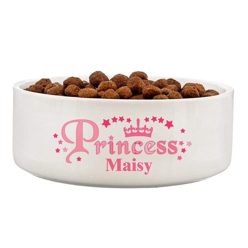 Personalised Memento Pet Gifts Personalised Princess 14cm Medium White Pet Bowl