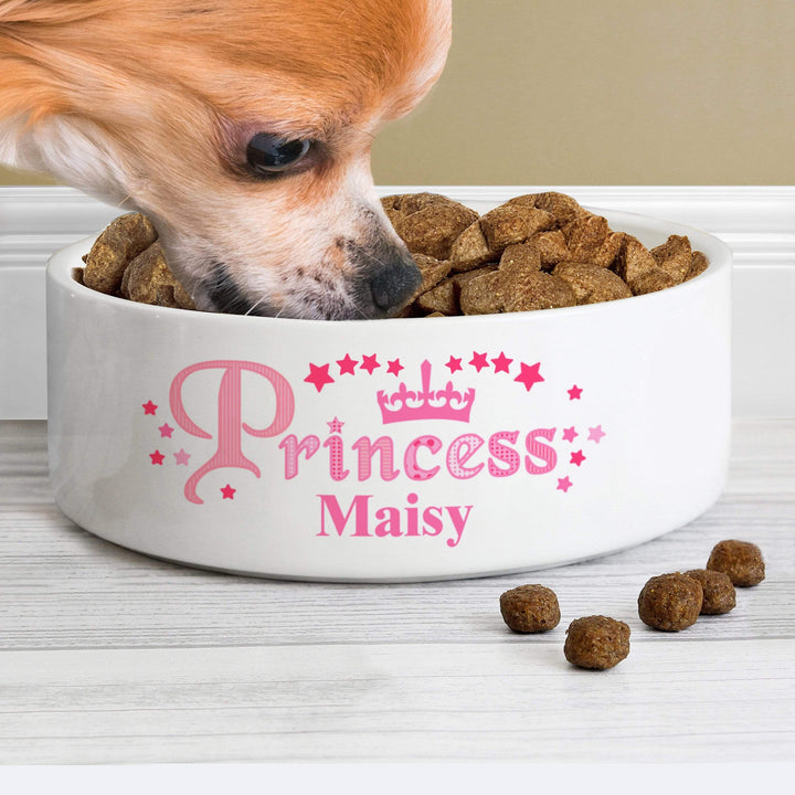 Personalised Memento Pet Gifts Personalised Princess 14cm Medium White Pet Bowl