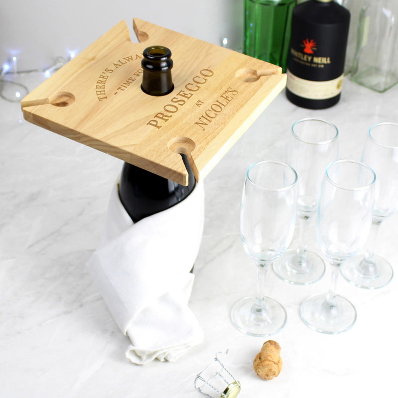 Personalised Memento Personalised Prosecco Four Prosecco flute Holder & Bottle Butler