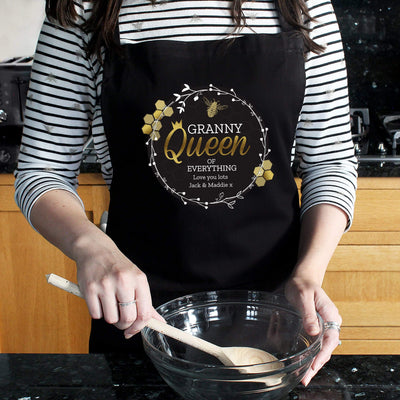 Personalised Memento Kitchen, Baking & Dining Gifts Personalised Queen Bee Black Apron