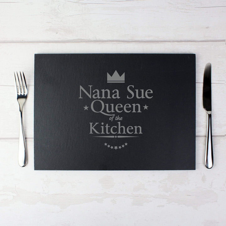 Personalised Memento Kitchen, Baking &amp; Dining Gifts Personalised Queen of the Kitchen Slate Placemat