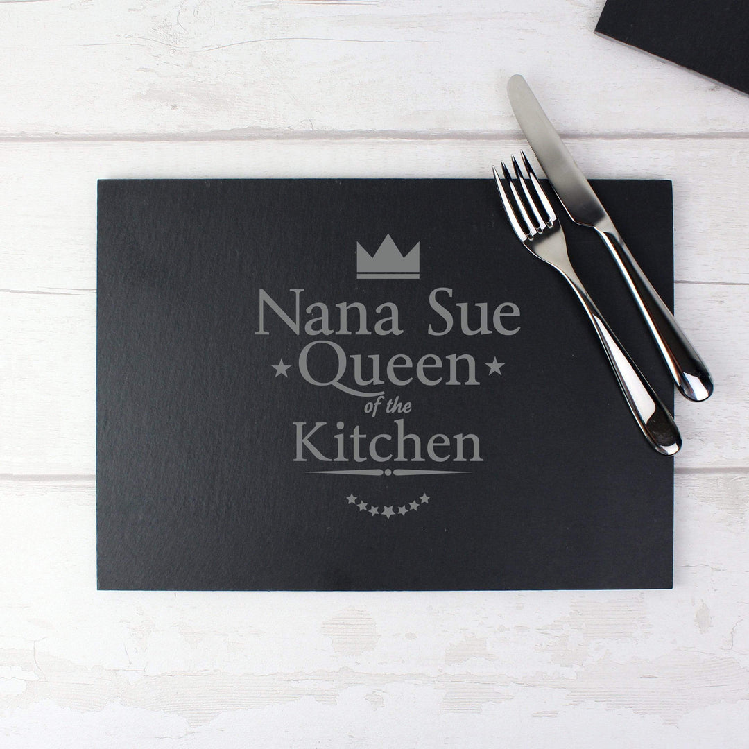 Personalised Memento Kitchen, Baking &amp; Dining Gifts Personalised Queen of the Kitchen Slate Placemat