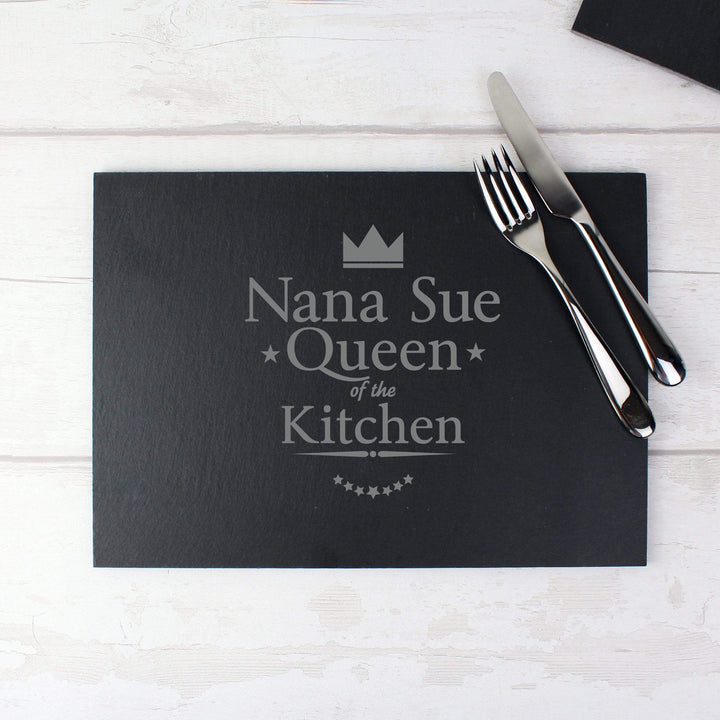 Personalised Memento Kitchen, Baking &amp; Dining Gifts Personalised Queen of the Kitchen Slate Placemat