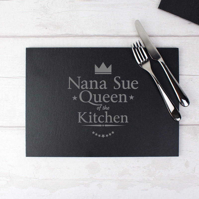 Personalised Memento Kitchen, Baking & Dining Gifts Personalised Queen of the Kitchen Slate Placemat