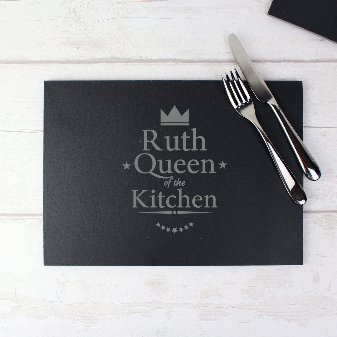 Personalised Memento Kitchen, Baking &amp; Dining Gifts Personalised Queen of the Kitchen Slate Placemat