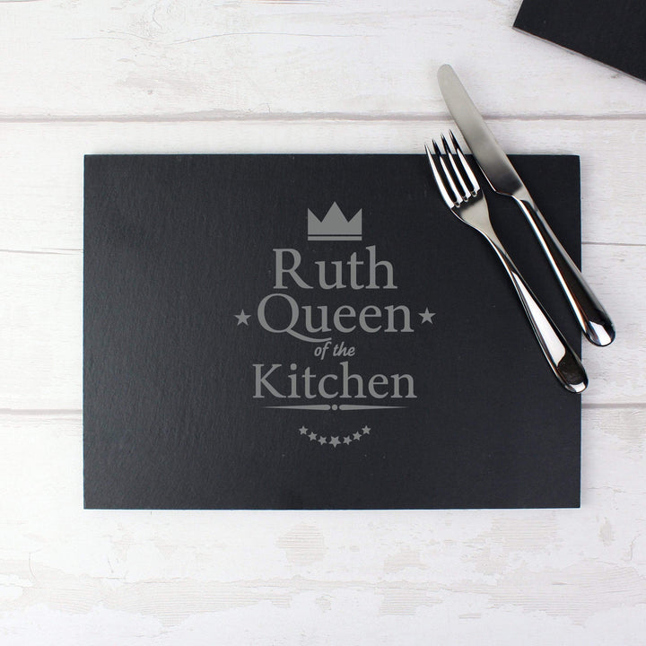 Personalised Memento Kitchen, Baking &amp; Dining Gifts Personalised Queen of the Kitchen Slate Placemat