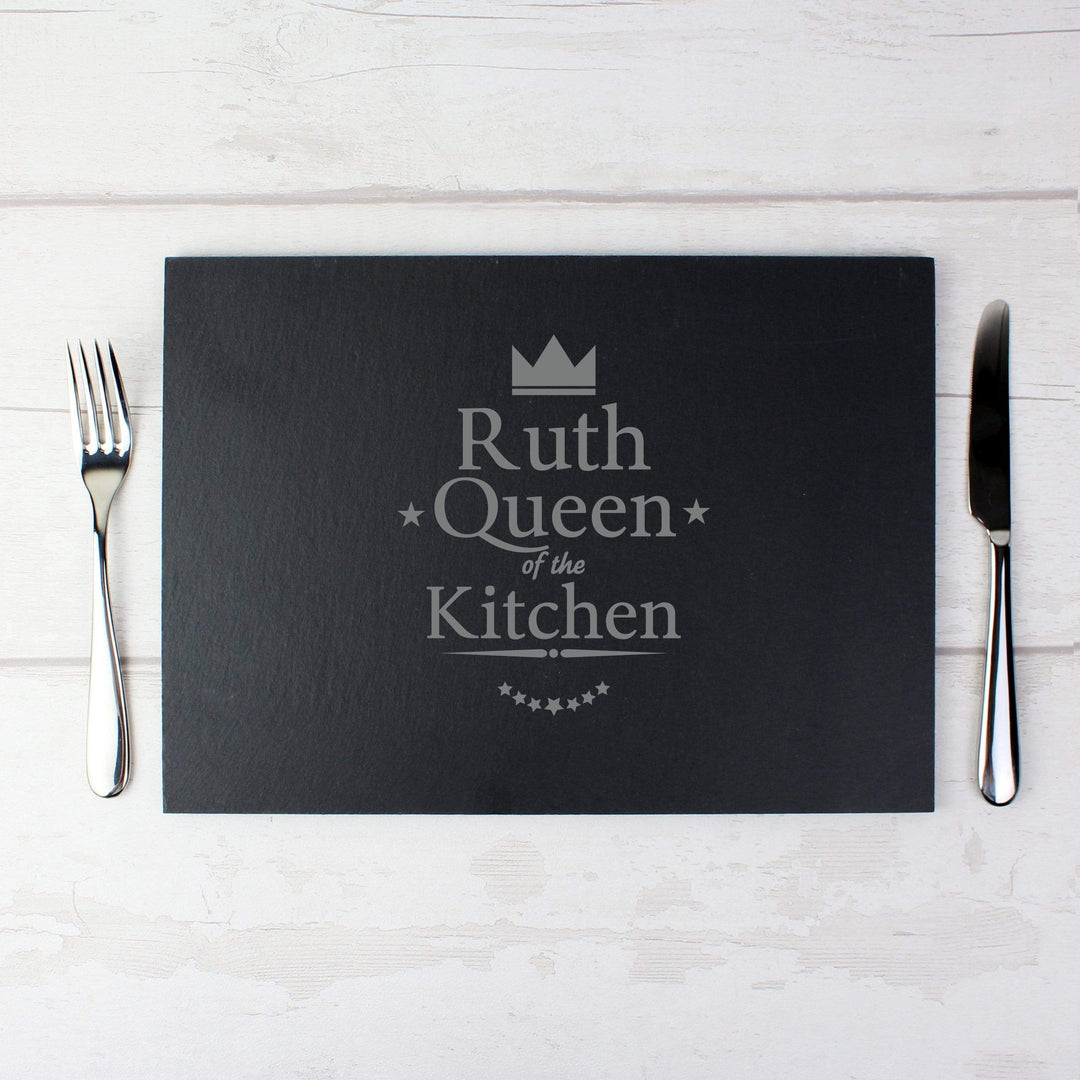 Personalised Memento Kitchen, Baking &amp; Dining Gifts Personalised Queen of the Kitchen Slate Placemat