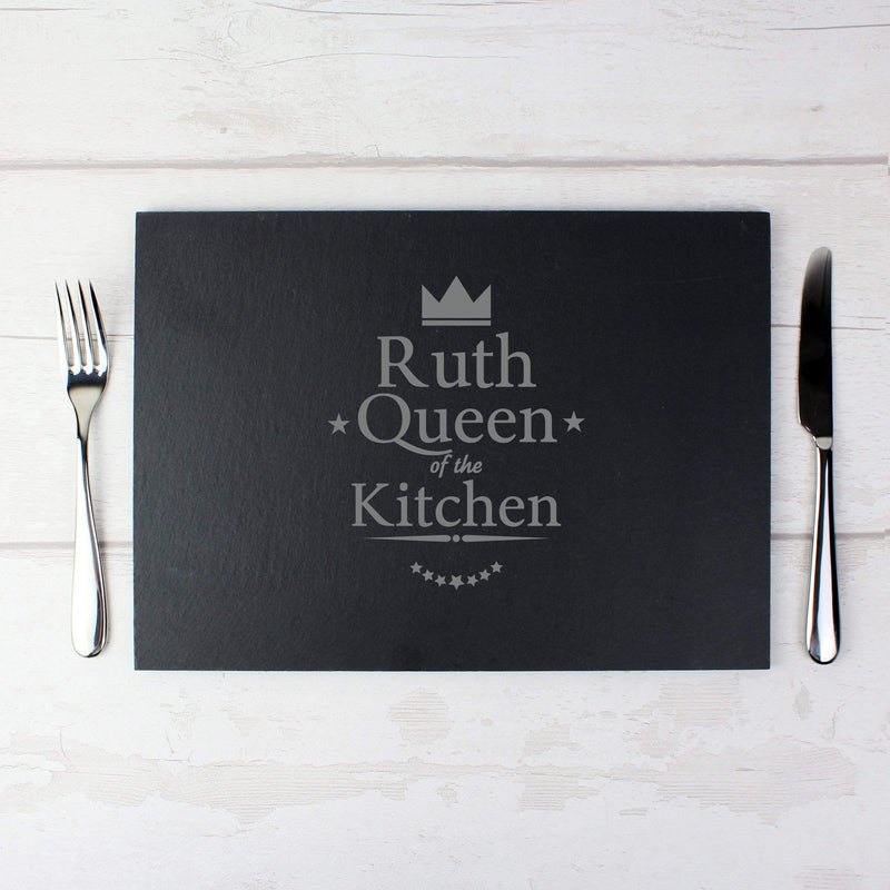 Personalised Memento Kitchen, Baking & Dining Gifts Personalised Queen of the Kitchen Slate Placemat