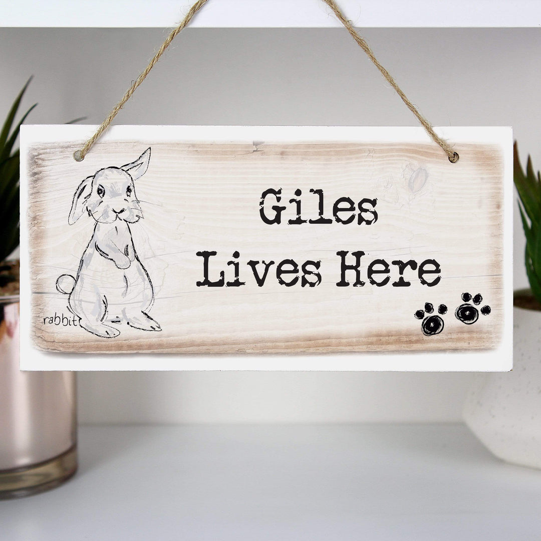 Personalised Memento Wooden Personalised Rabbit Wooden Sign