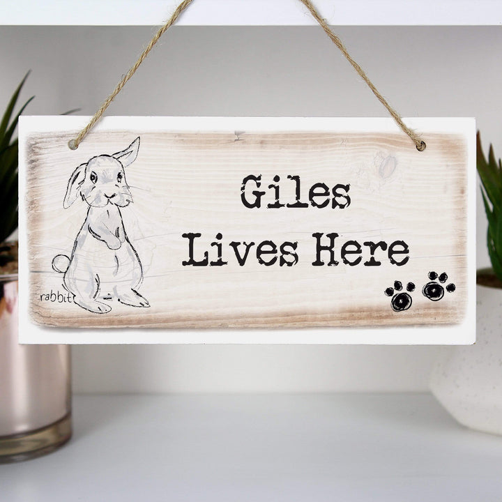 Personalised Memento Wooden Personalised Rabbit Wooden Sign