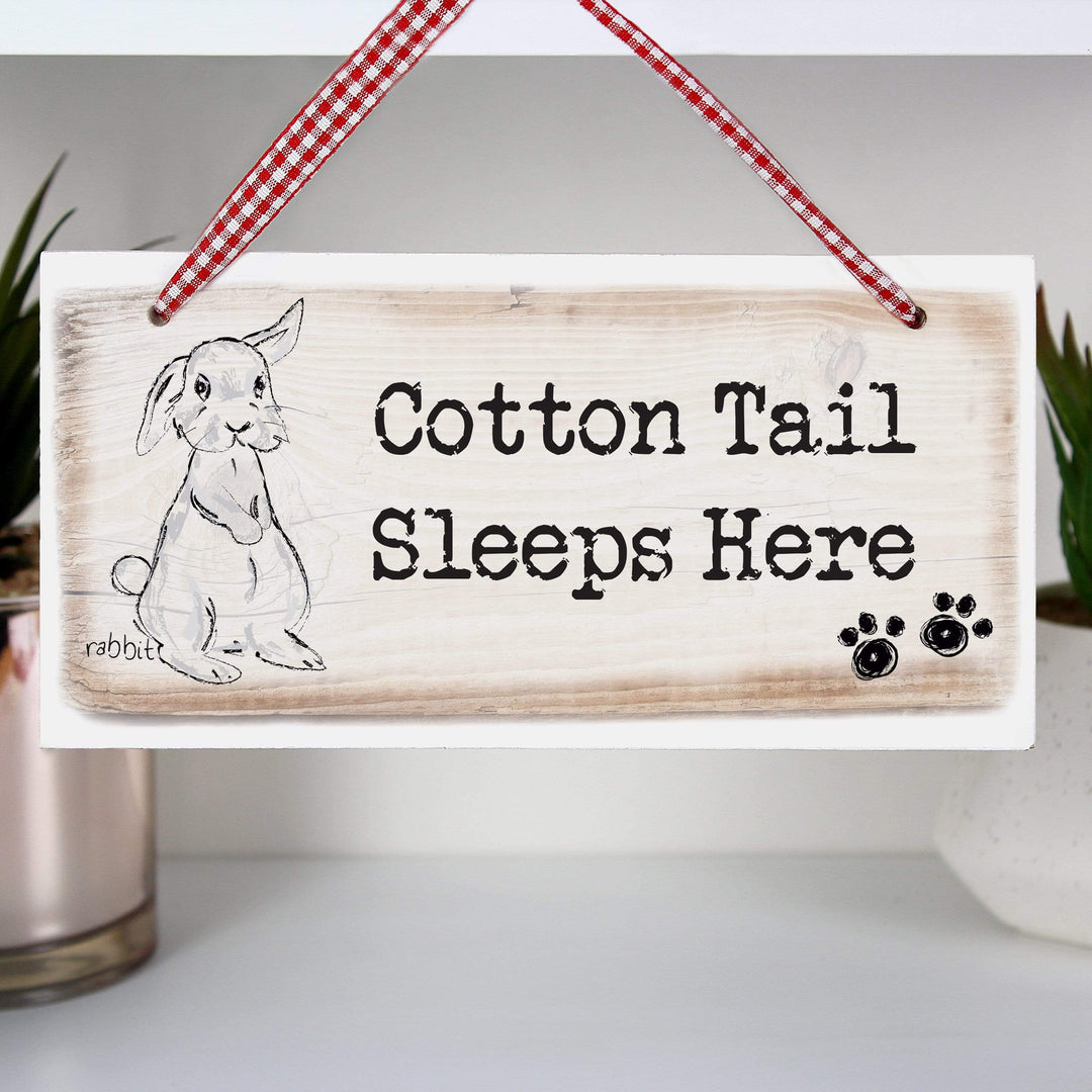 Personalised Memento Wooden Personalised Rabbit Wooden Sign