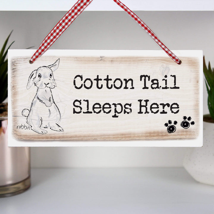 Personalised Memento Wooden Personalised Rabbit Wooden Sign