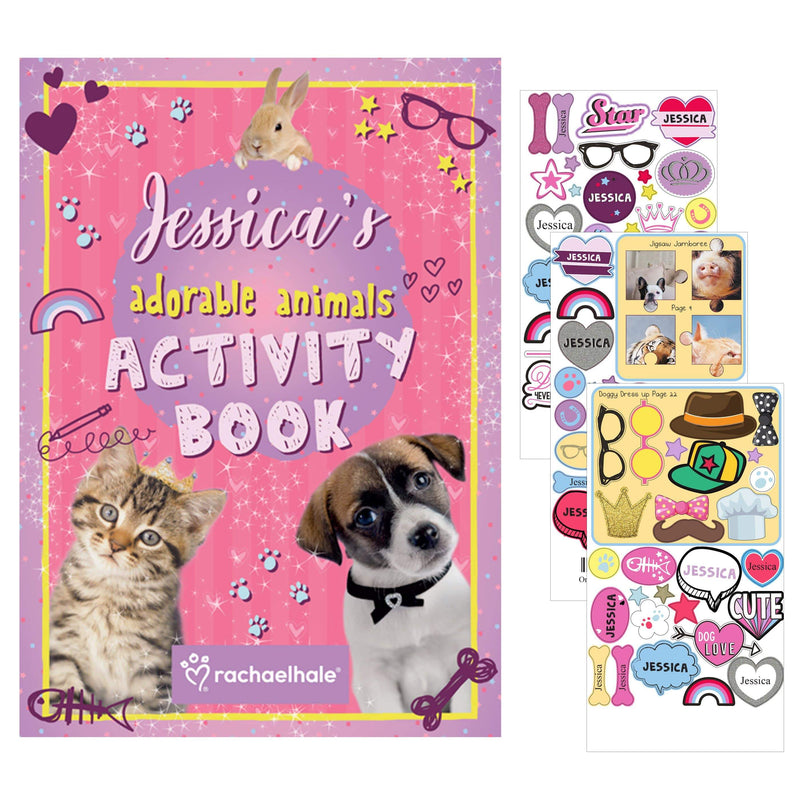 Personalised Memento Books Personalised Rachael Hale Adorable Animals Activity Book With Stickers