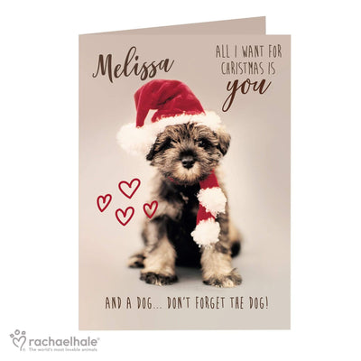 Personalised Memento Greetings Cards Personalised Rachael Hale 'All I Want For Christmas' Puppy Card