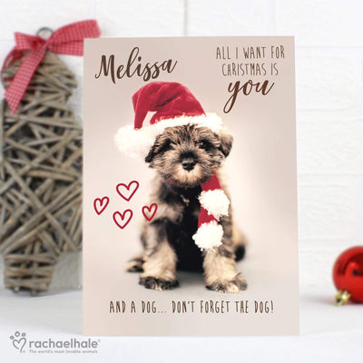 Personalised Memento Greetings Cards Personalised Rachael Hale 'All I Want For Christmas' Puppy Card