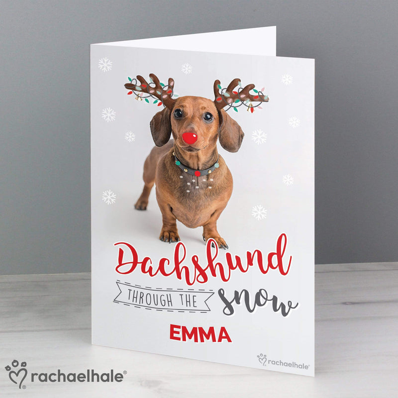 Personalised Memento Greetings Cards Personalised Rachael Hale Christmas Dachshund Through the Snow Card