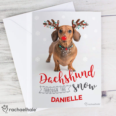 Personalised Memento Greetings Cards Personalised Rachael Hale Christmas Dachshund Through the Snow Card