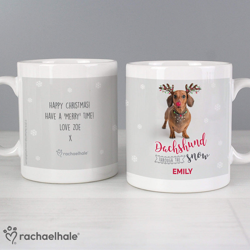 Personalised Memento Mugs Personalised Rachael Hale Christmas Dachshund Through the Snow Mug