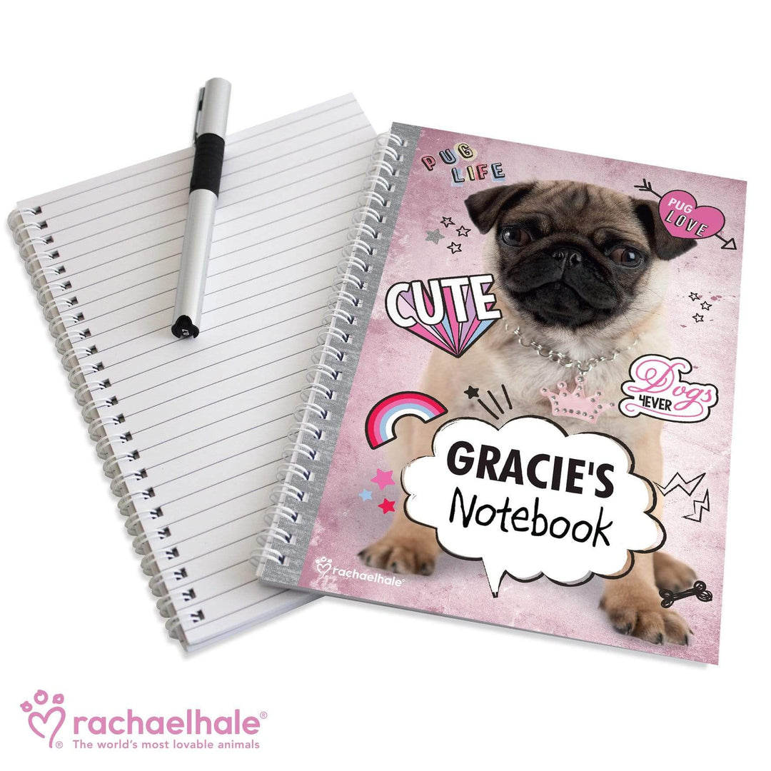Personalised Memento Stationery &amp; Pens Personalised Rachael Hale Doodle Pug A5 Notebook