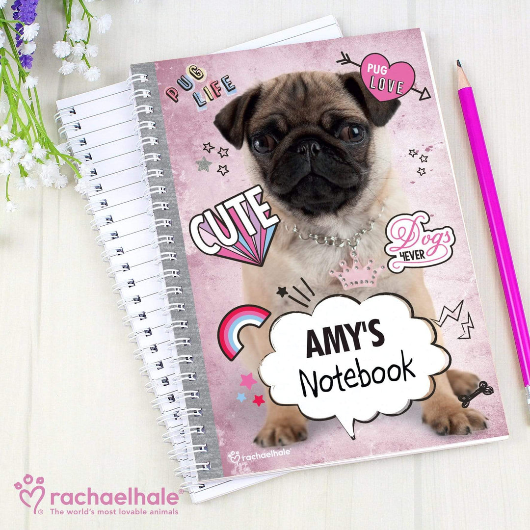 Personalised Memento Stationery &amp; Pens Personalised Rachael Hale Doodle Pug A5 Notebook