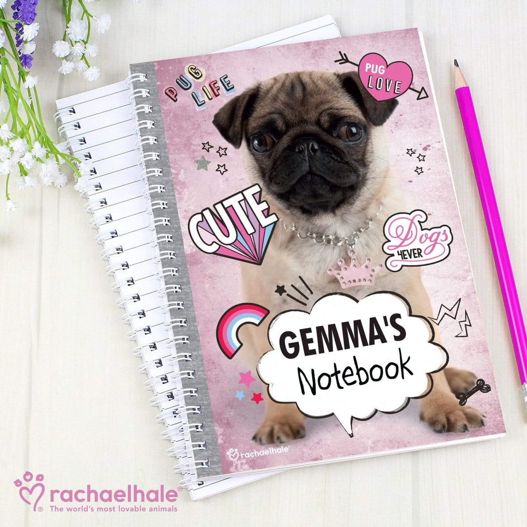 Personalised Memento Stationery &amp; Pens Personalised Rachael Hale Doodle Pug A5 Notebook