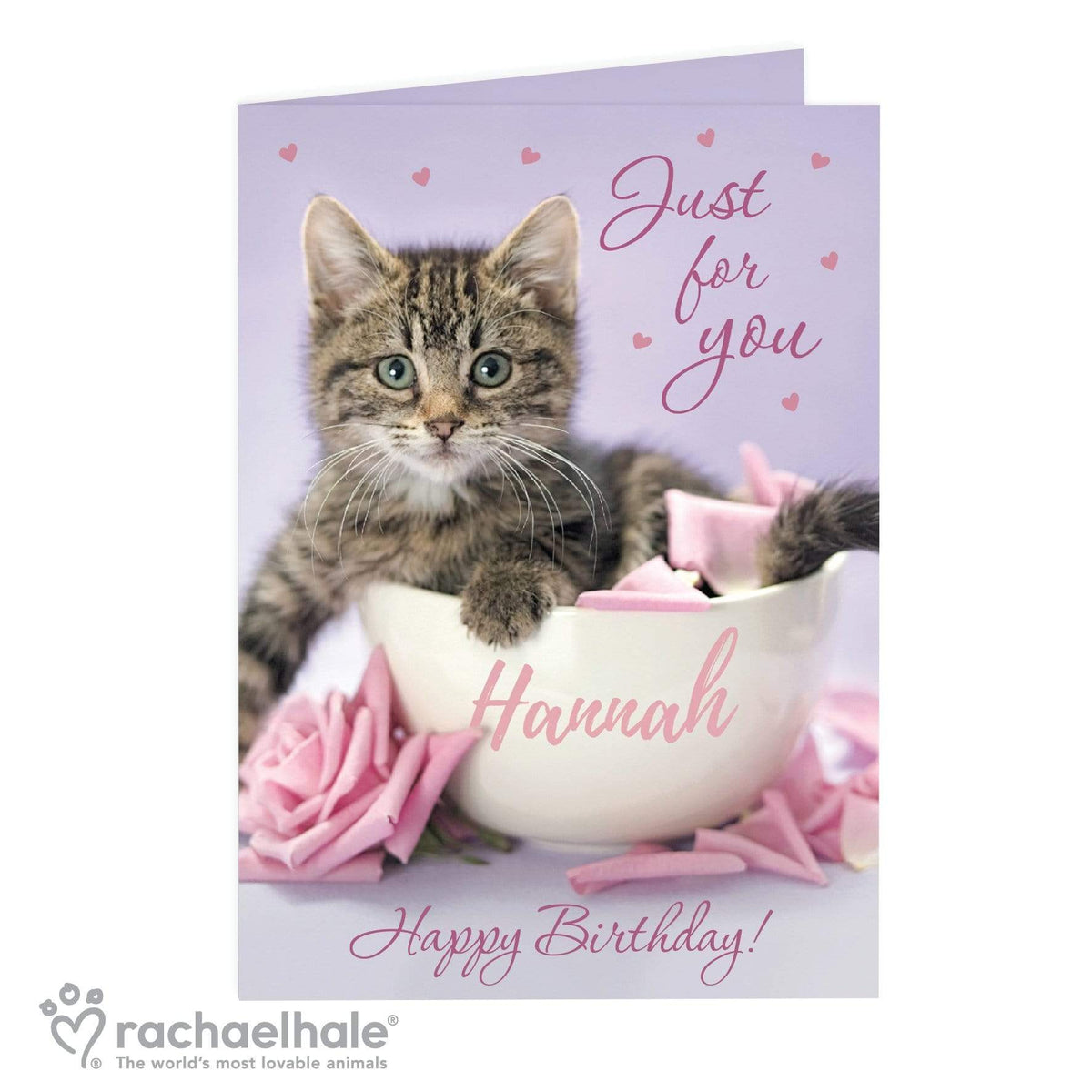 Personalised Memento Greetings Cards Personalised Rachael Hale 'Just for You' Kitten Card