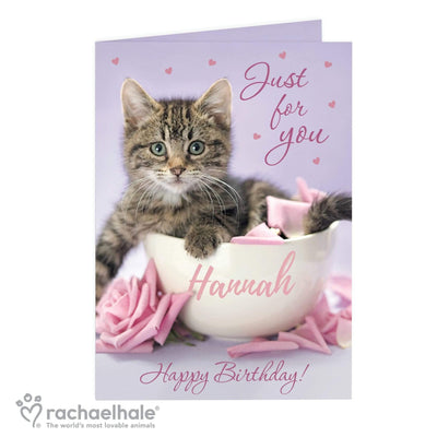 Personalised Memento Greetings Cards Personalised Rachael Hale 'Just for You' Kitten Card