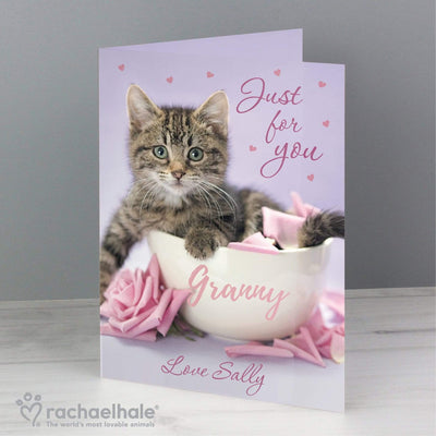Personalised Memento Greetings Cards Personalised Rachael Hale 'Just for You' Kitten Card