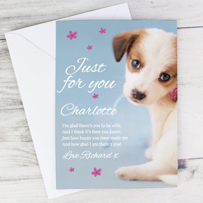 Personalised Memento Greetings Cards Personalised Rachael Hale 'Just for You' Puppy Card