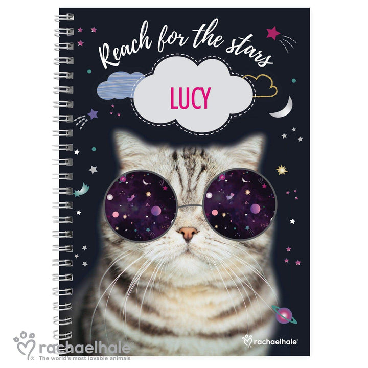 Personalised Memento Stationery &amp; Pens Personalised Rachael Hale Space Cat A5 Notebook