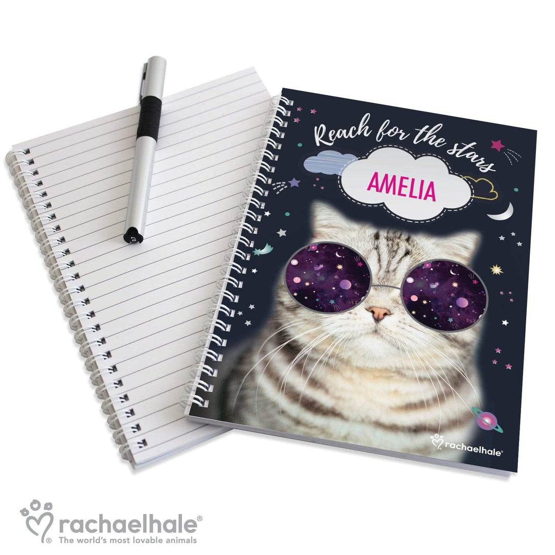 Personalised Memento Stationery &amp; Pens Personalised Rachael Hale Space Cat A5 Notebook