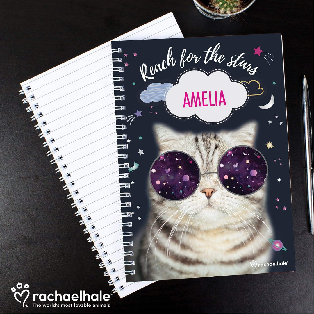 Personalised Memento Stationery &amp; Pens Personalised Rachael Hale Space Cat A5 Notebook