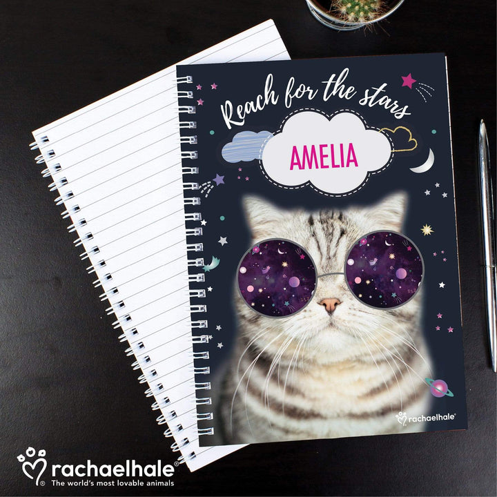 Personalised Memento Stationery &amp; Pens Personalised Rachael Hale Space Cat A5 Notebook