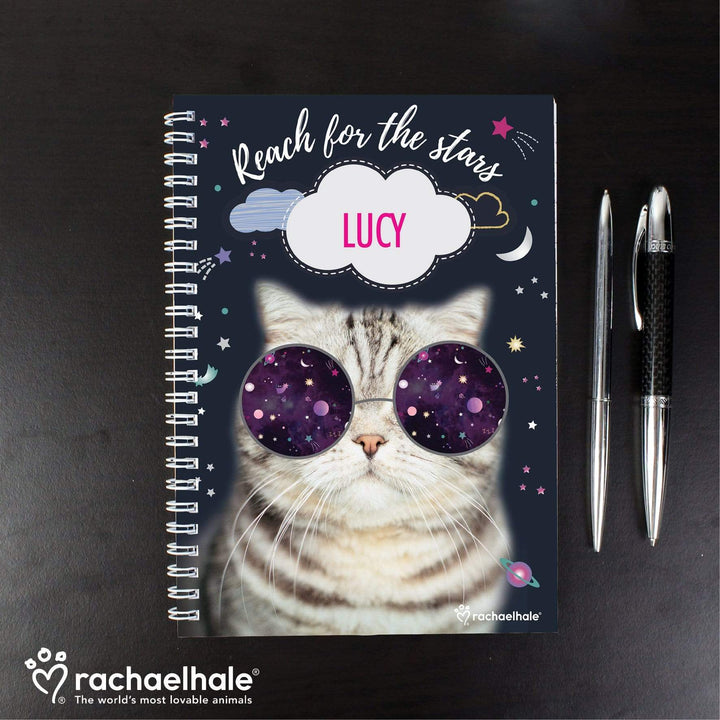 Personalised Memento Stationery &amp; Pens Personalised Rachael Hale Space Cat A5 Notebook