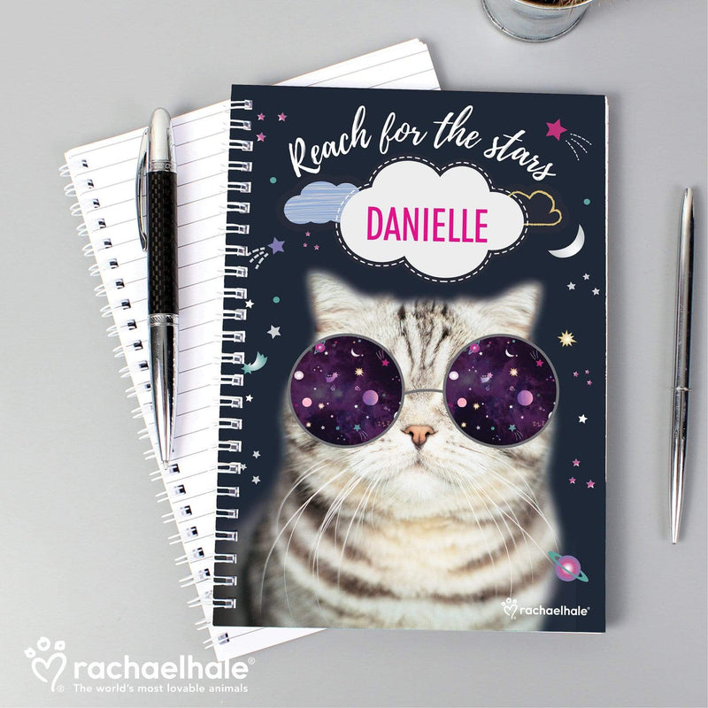 Personalised Memento Stationery & Pens Personalised Rachael Hale Space Cat A5 Notebook