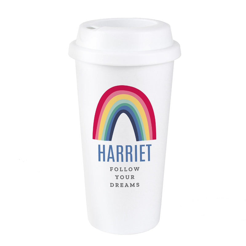 Personalised Memento Personalised Rainbow Insulated Eco Travel Cup