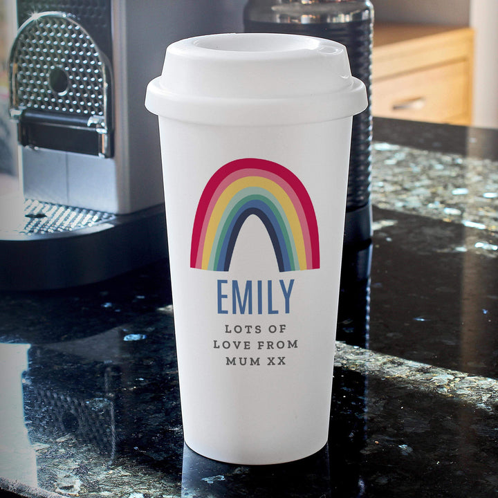 Personalised Memento Personalised Rainbow Insulated Eco Travel Cup