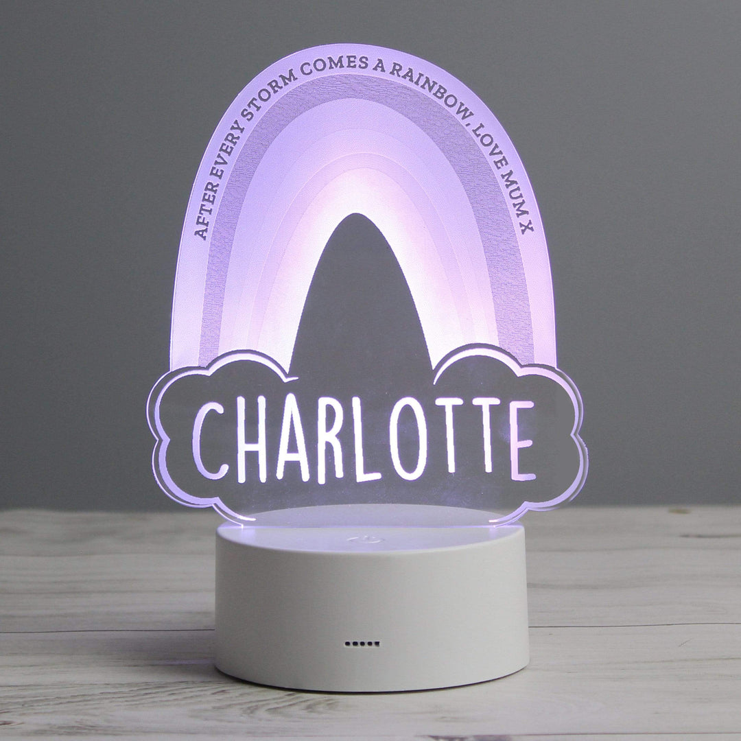 Personalised Memento LED Lights, Candles &amp; Decorations Personalised Rainbow LED Colour Changing Night Light