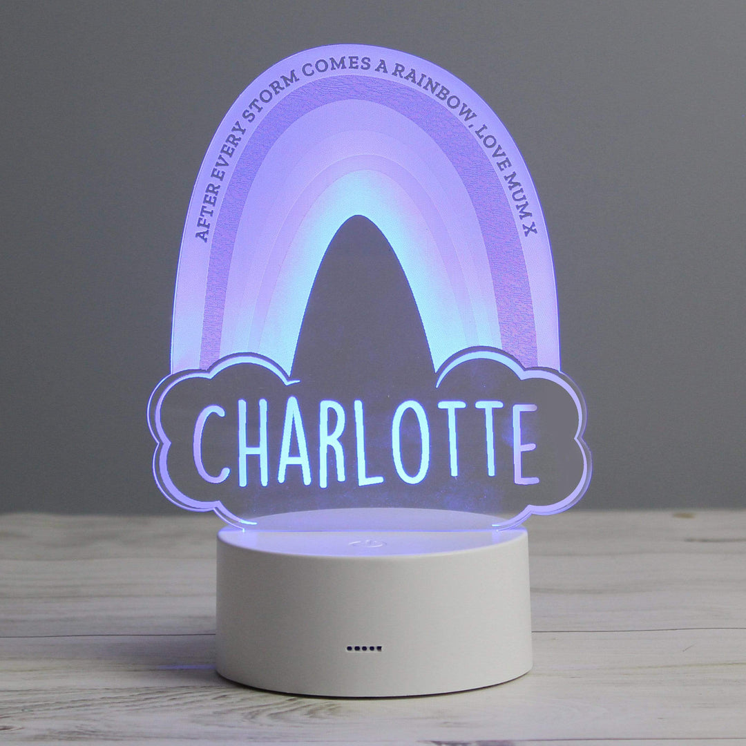 Personalised Memento LED Lights, Candles &amp; Decorations Personalised Rainbow LED Colour Changing Night Light