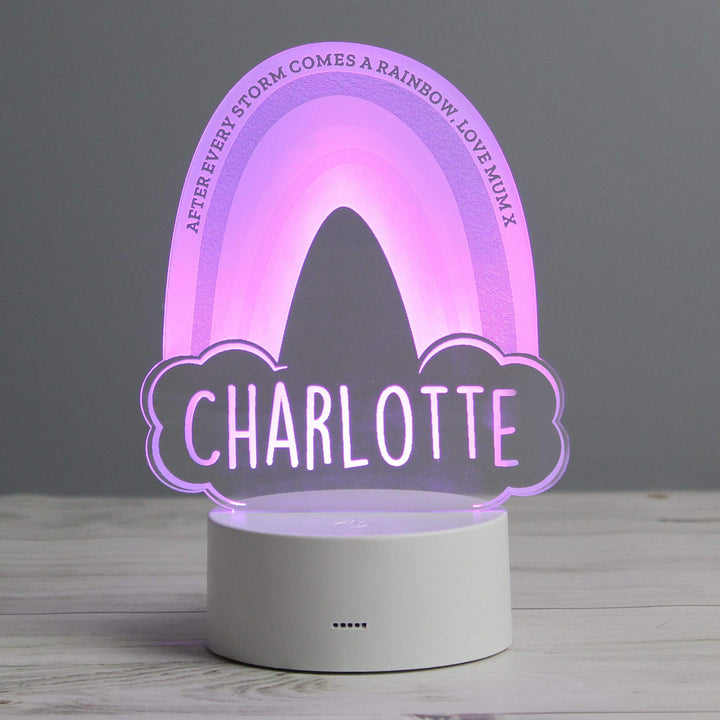 Personalised Memento LED Lights, Candles &amp; Decorations Personalised Rainbow LED Colour Changing Night Light